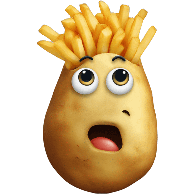 Potato wearing a fry  emoji