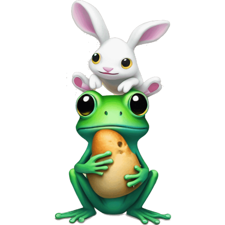 trippy frog holding bunny emoji