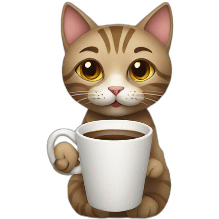 Cat holding cup of coffee emoji