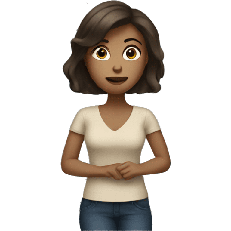 light tan female with dark brown hair and eyes watching tv emoji