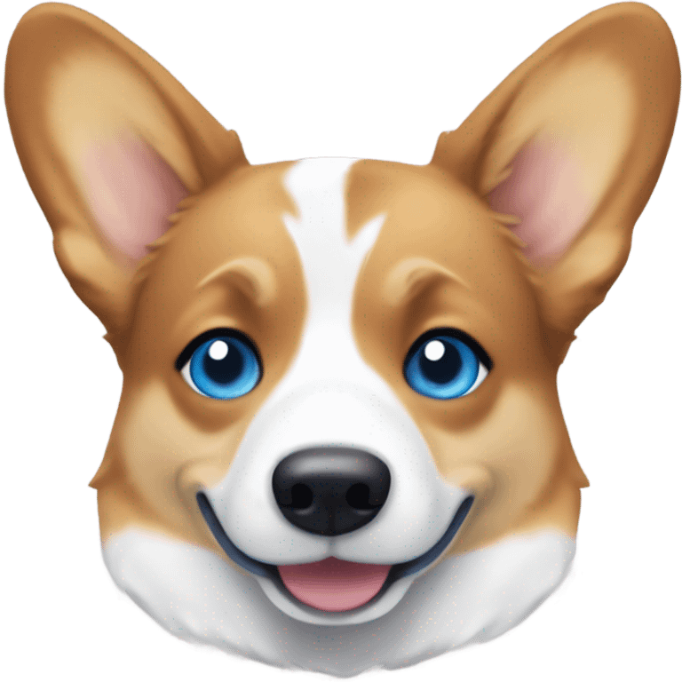 Corgi with tan eyebrows, bright blue eyes, and Merle color body emoji