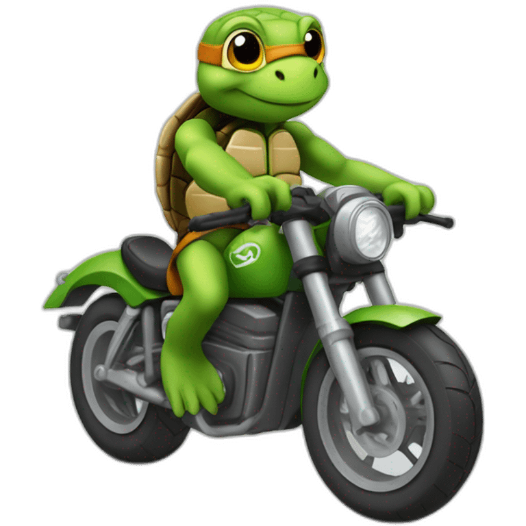 Tortue sur une moto emoji