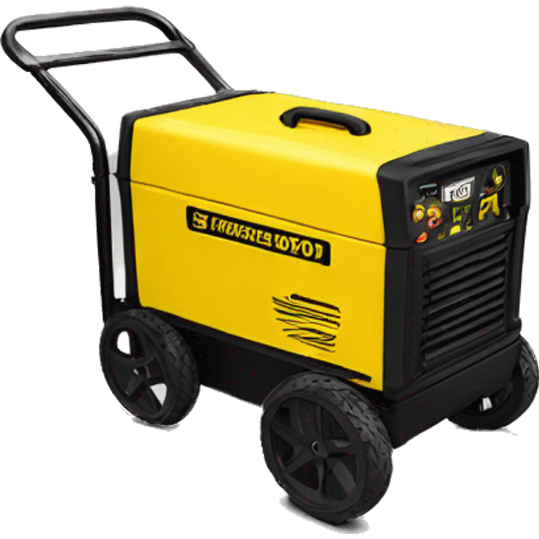 Portable Champion generator 9000 ,yellow with black cage and has 2 wheels emoji