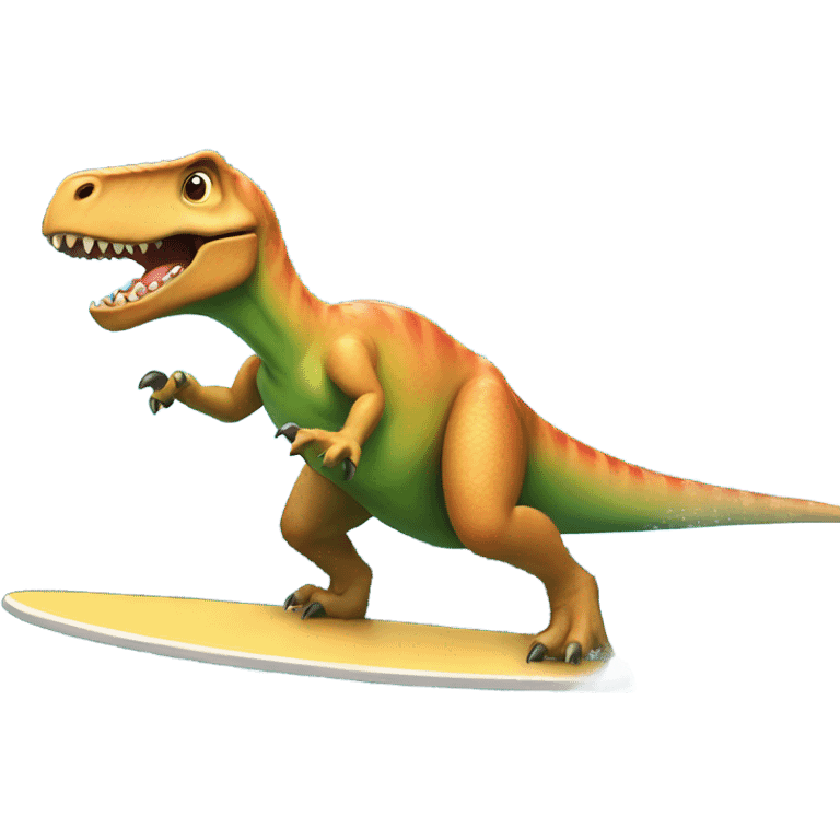 Dinosaur surfing emoji