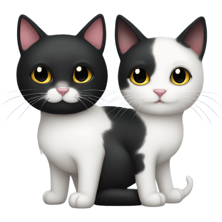 cute black cat and white cat in love  emoji