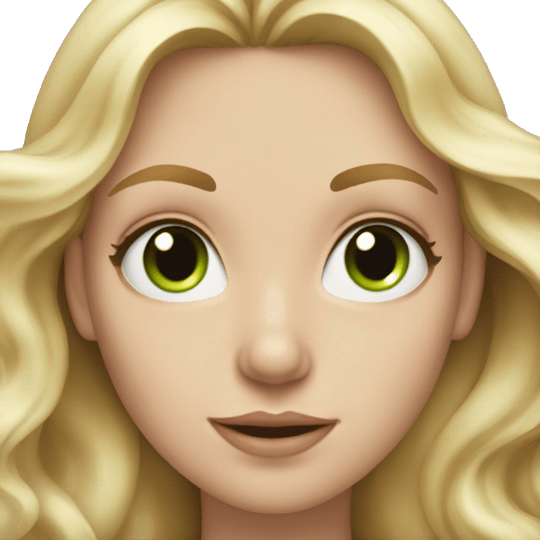 A white blonde girl with tight waves and green eyes and slight acne emoji