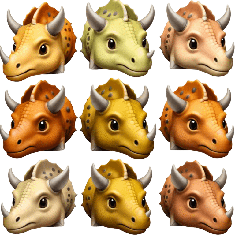 faces of different triceratops emoji