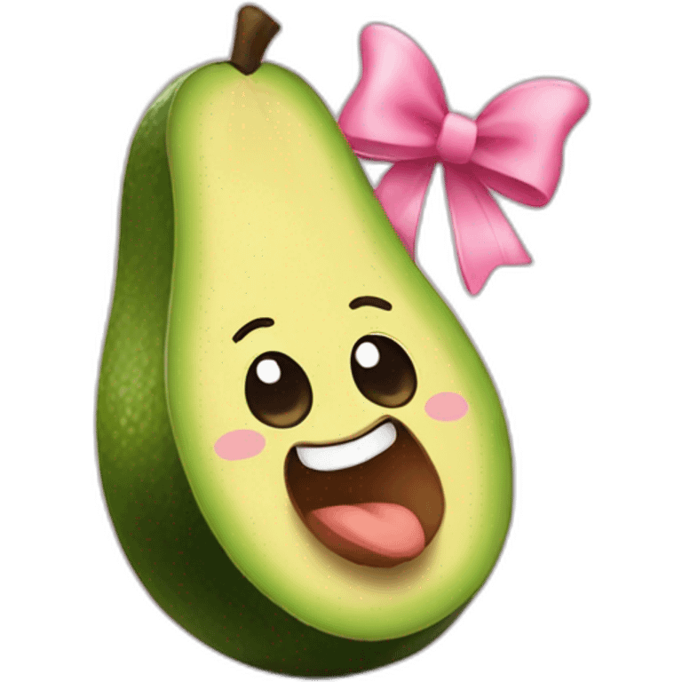 Avocado wearing a cute bow on the side  emoji