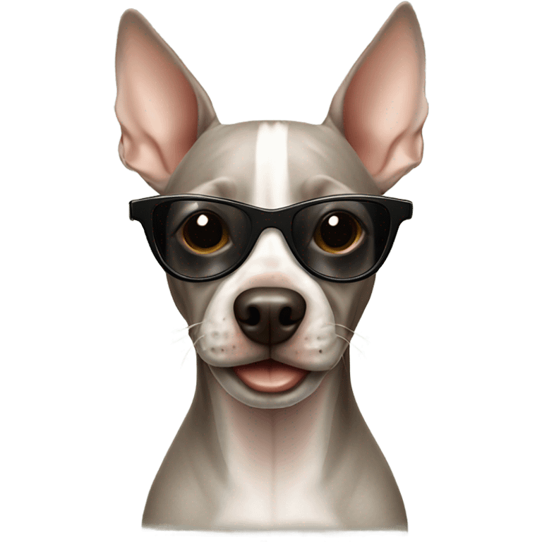 American Hairless Terrier with sunglasses  emoji