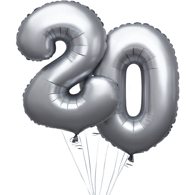 The number 30 as realistic silver balloons emoji