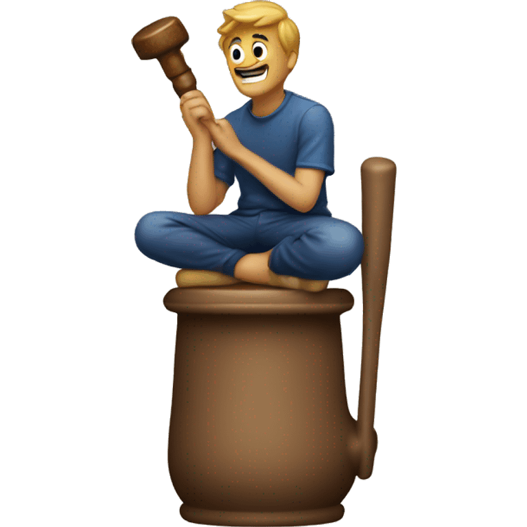 Guy sitting on a plunger emoji