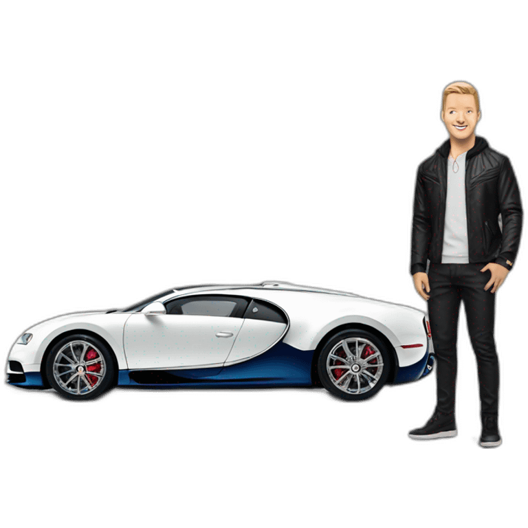 Andrew Tate next to his Bugatti emoji