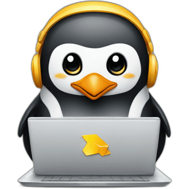 penguin gaming on a laptop emoji