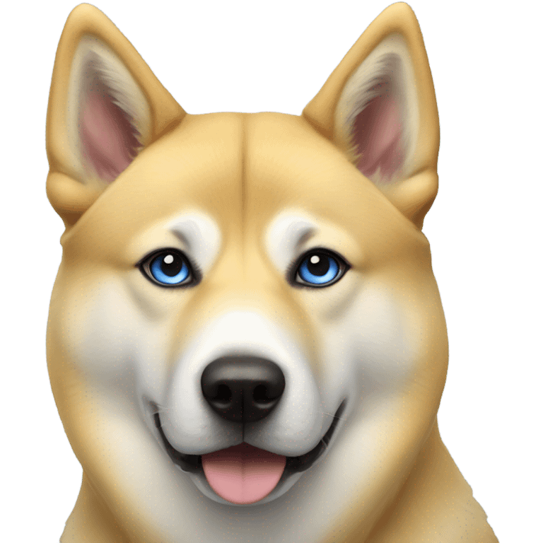 Yellow akita shepherd with  blue eyes emoji