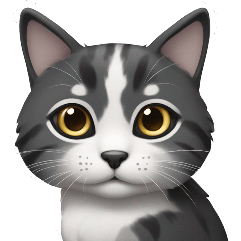 Black, Grey and White small cat whit cute eyes  emoji