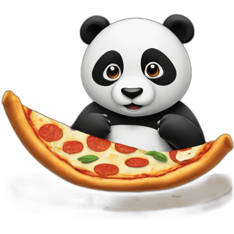 Panda eating slice of pizza and watching tv emoji