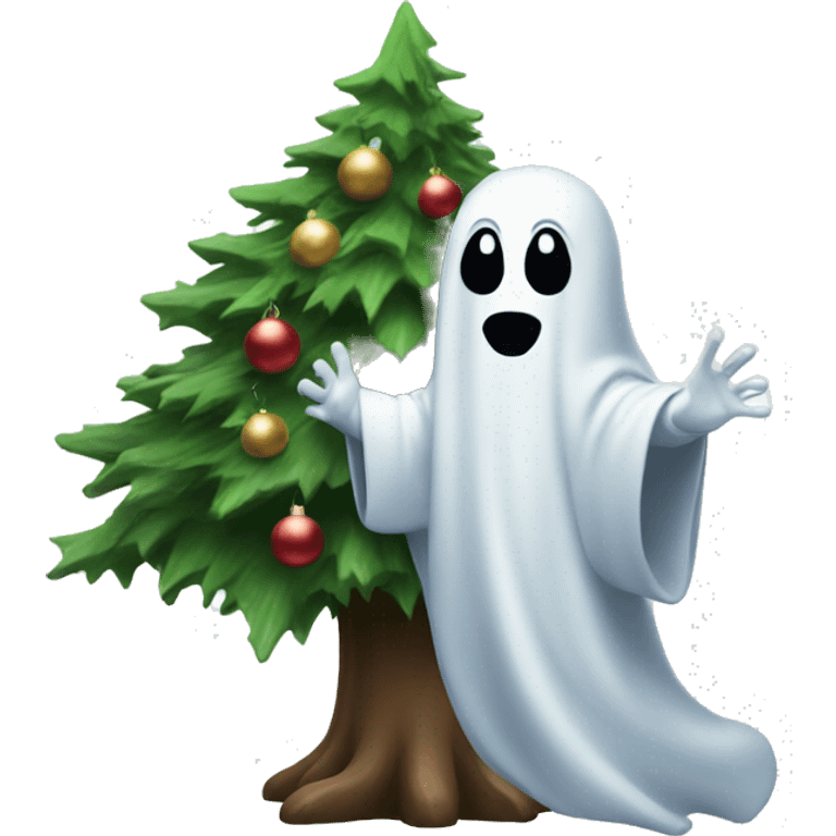 ghost with christmas tree emoji