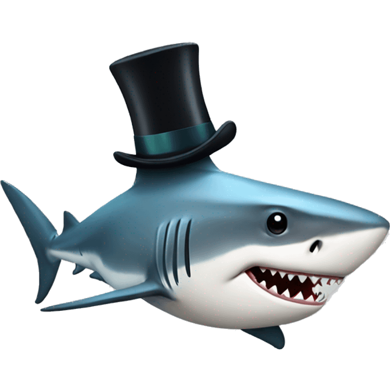 Shark with a top hat emoji