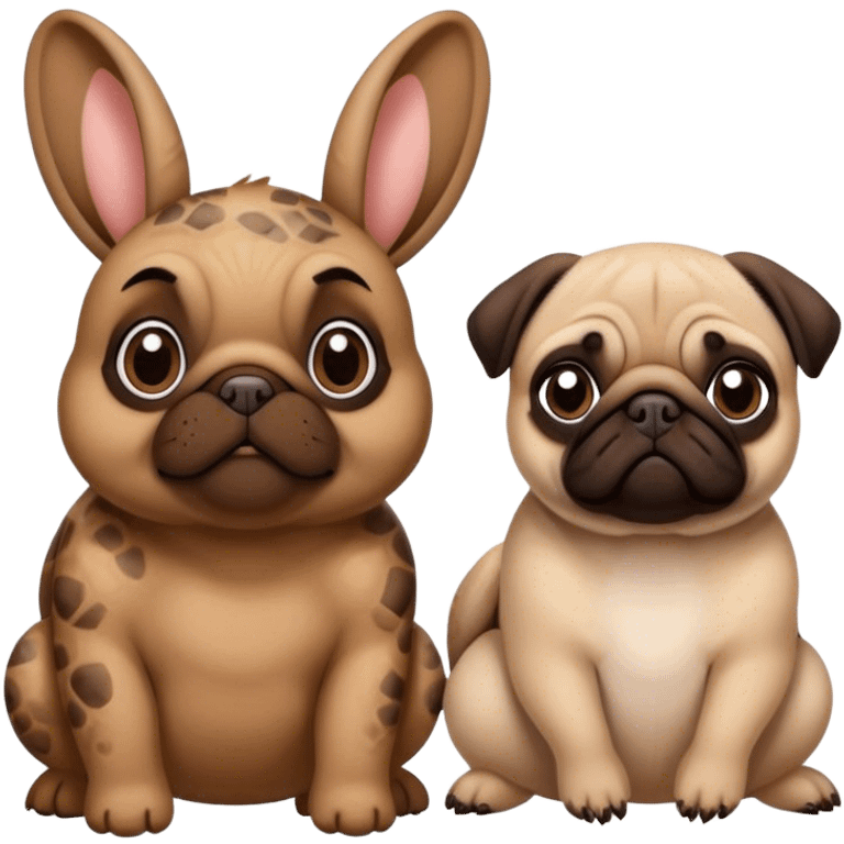 Two tortoises a bunny and a pug emoji