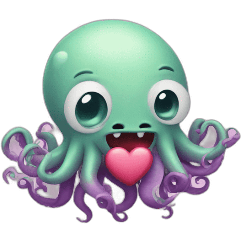 cute kraken cute face having a heart attack emoji