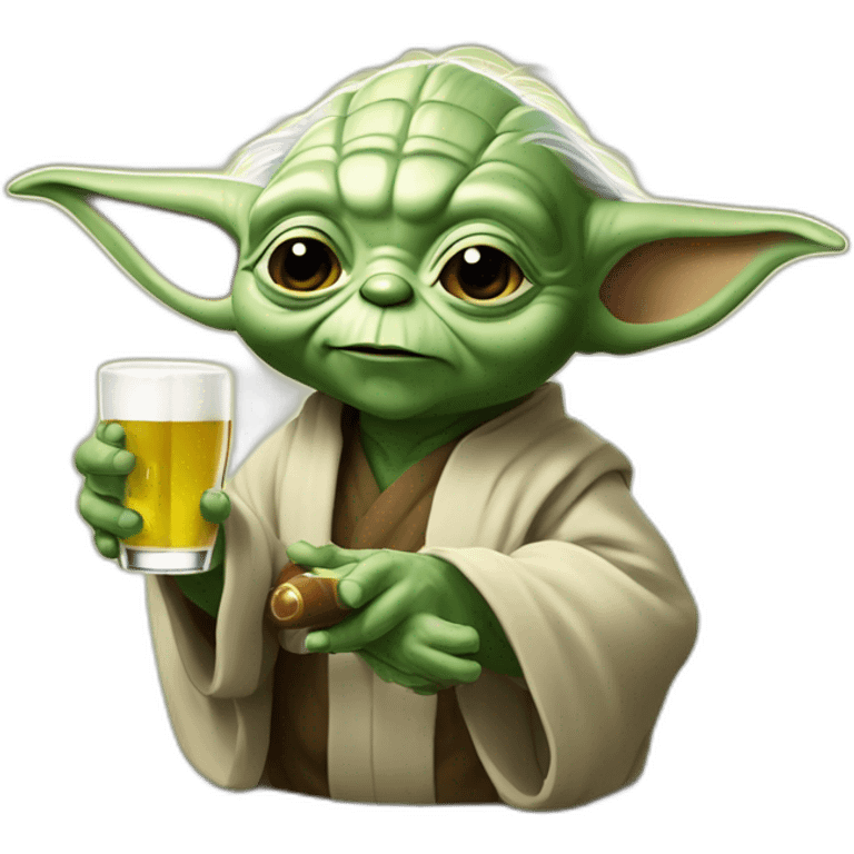 Yoda buvant une bière qui fait une grimace emoji