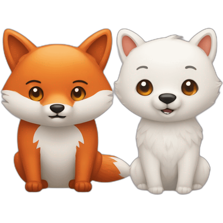 fox and white bear emoji