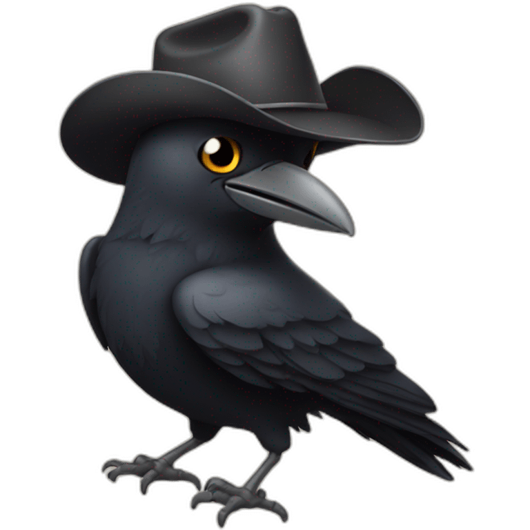 crow wearing cowboy hat emoji