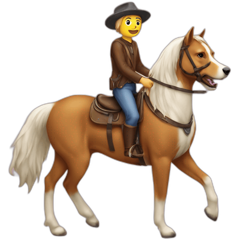 Chat sur chien sur cheval emoji