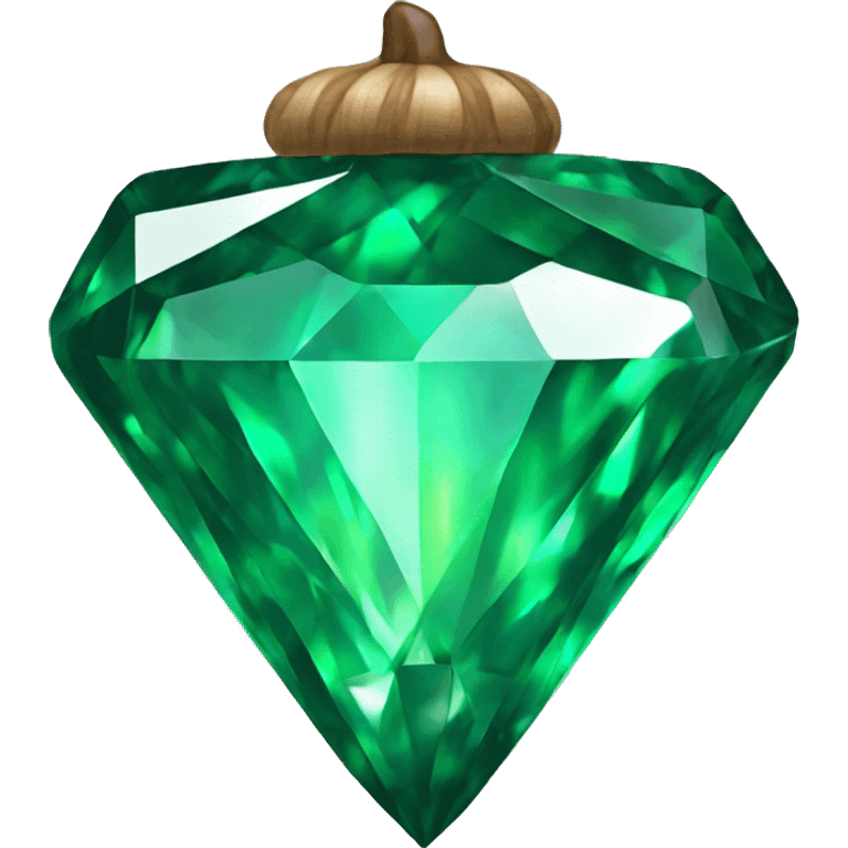 sparkling emerald Acorn like diamond emoji