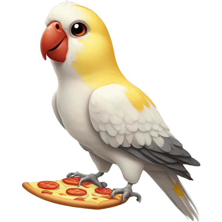 cockatiel holding pizza slice emoji