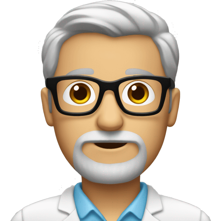 Profesor con pelo moreno, barba y gafas emoji