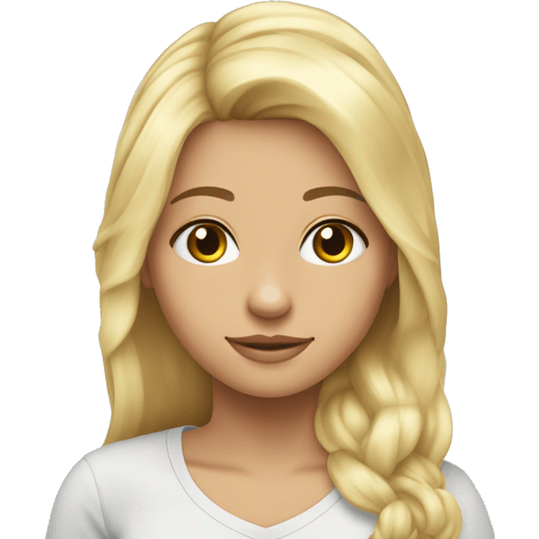 Jeune fille cheveux très long blonde platine amoureuse emoji