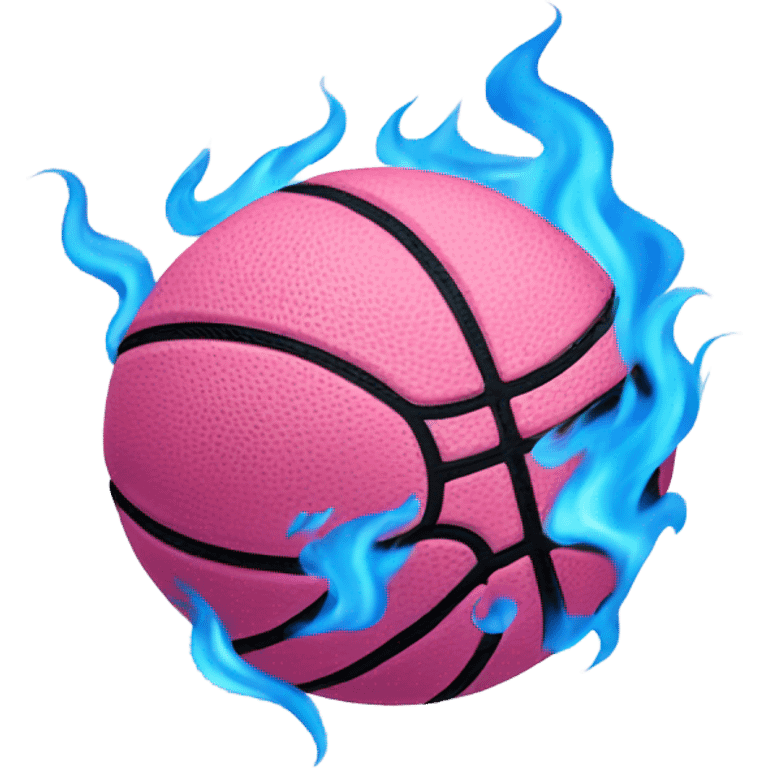 Pink and blue flaming basketball  emoji