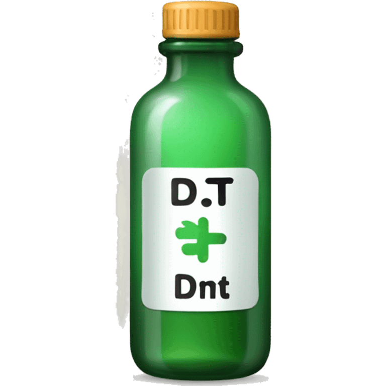 a bottle of medicine labeled DDT. emoji