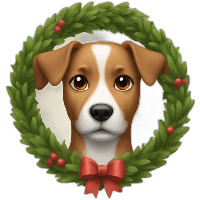 dog with rustic wreath on head emoji