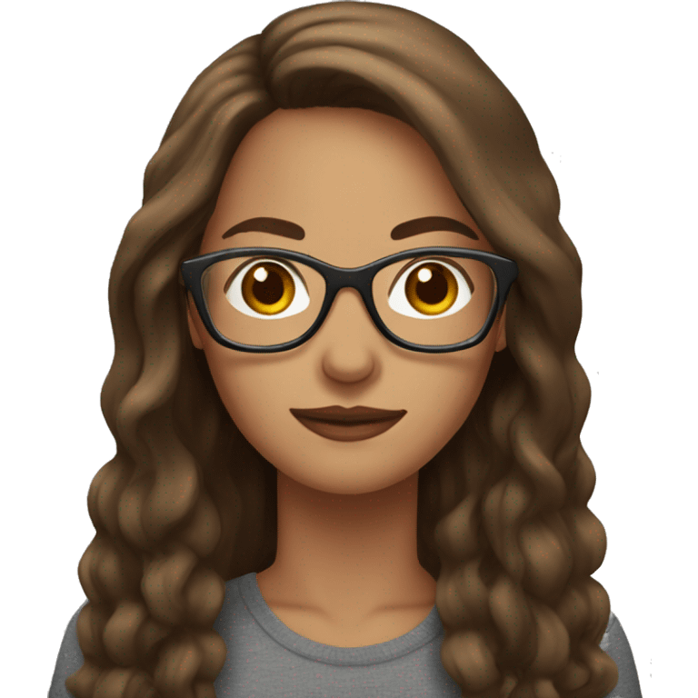  Woman Medium brown long hair with glasses  emoji