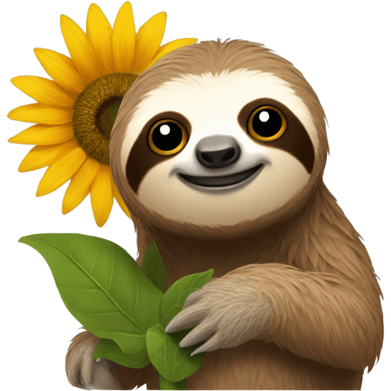 Sloth with a sunflower emoji