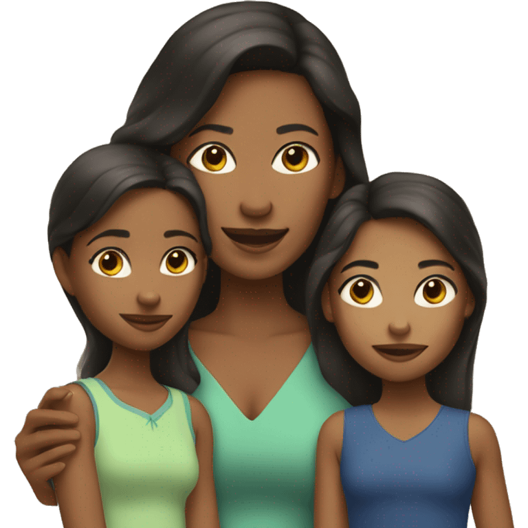 Mixed woman with 2 daughters emoji