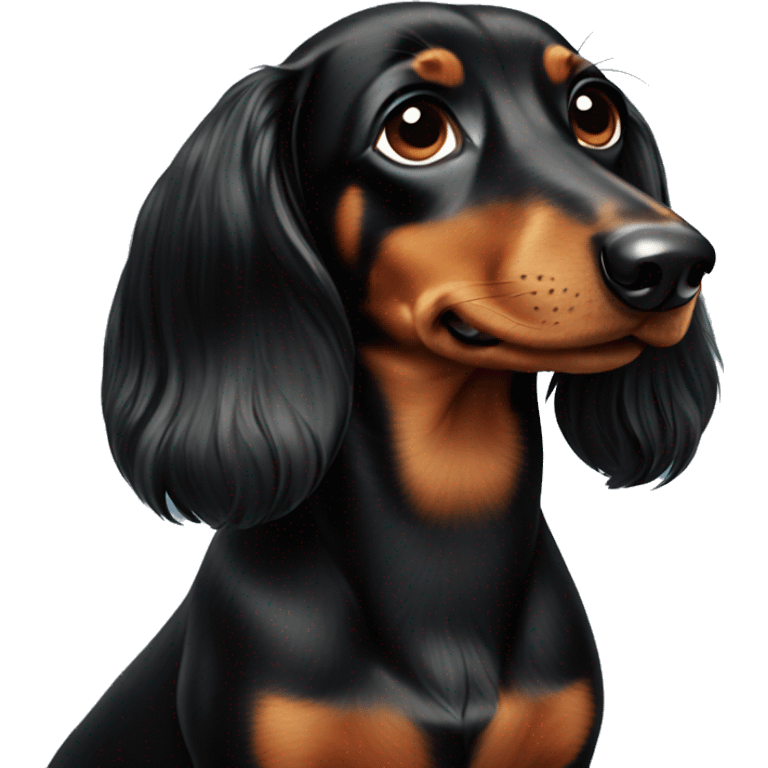 Dachshund black with long hair emoji