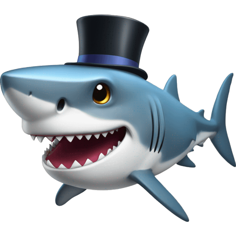 Shark with a top hat emoji