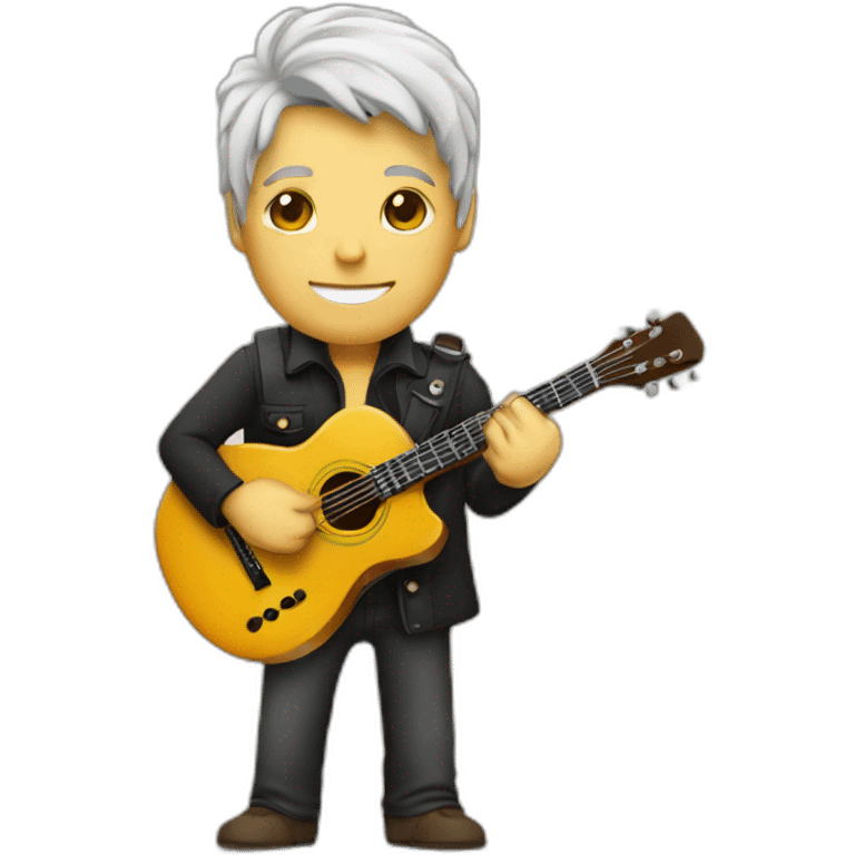 Guitarrista con taza de café emoji