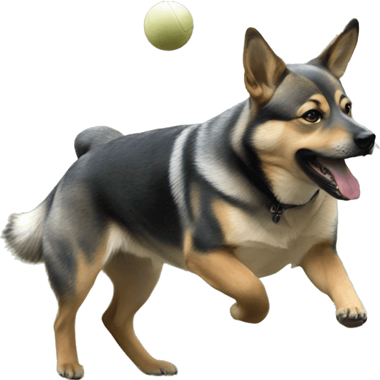 Swedish Vallhund catching ball emoji