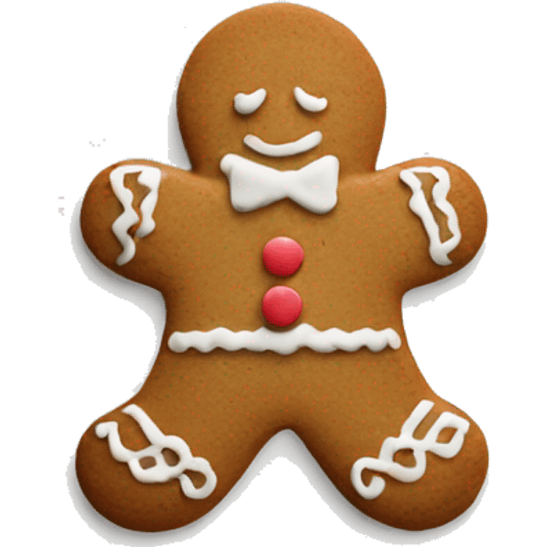 Simple Gingerbread biscuit with frosting decorations on a white plate  emoji