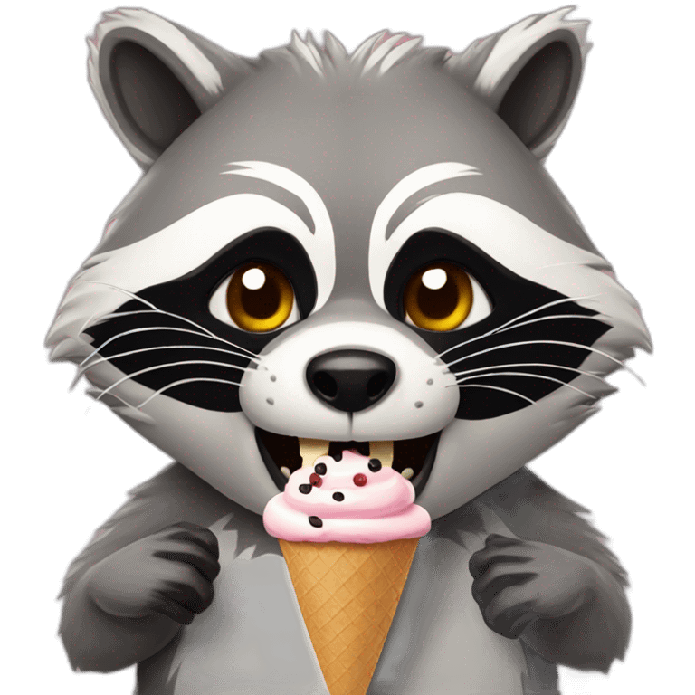 angry raccoon eat ice cream emoji