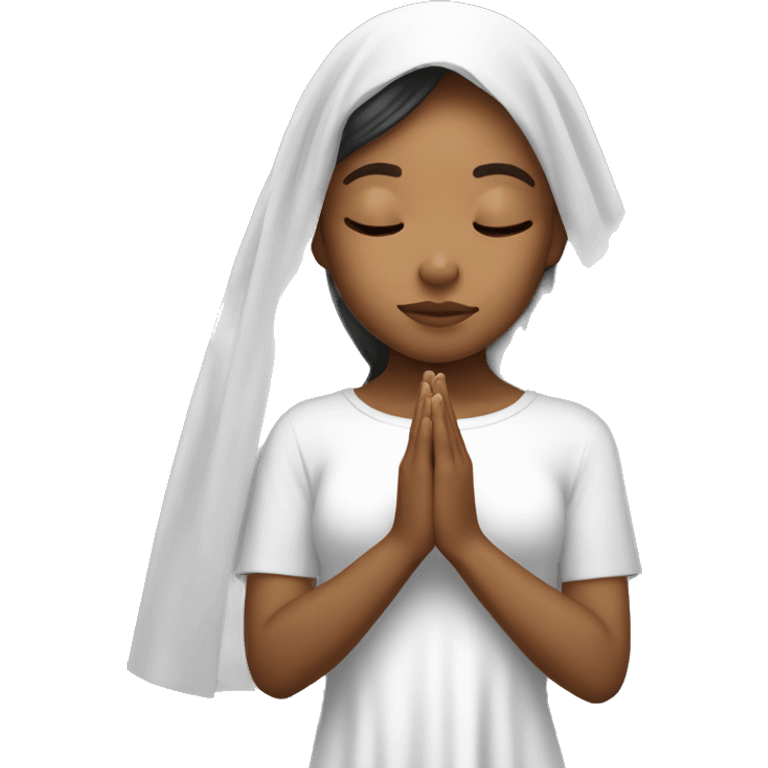 Caramel skin Girl praying for with white veil  emoji