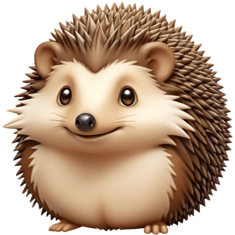 Cinematic Noble Hedgehog Portrait Emoji, Poised and regal, with a compact, spiky build and a rich, earthy Fur of brown spines and a soft underbelly, deep-set soulful beady eyes, Simplified yet sharp and sophisticated features, highly detailed, glowing with a warm, dignified glow, high shine, intelligent and endearing, stylized with an air of woodland charm, focused and attentive, soft glowing outline, capturing the essence of a watchful and confident little hedgehog, so majestic it feels as though it could scurry out of the screen with effortless authority! emoji