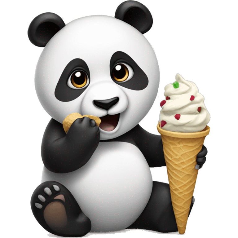 Panda eating ice cream emoji