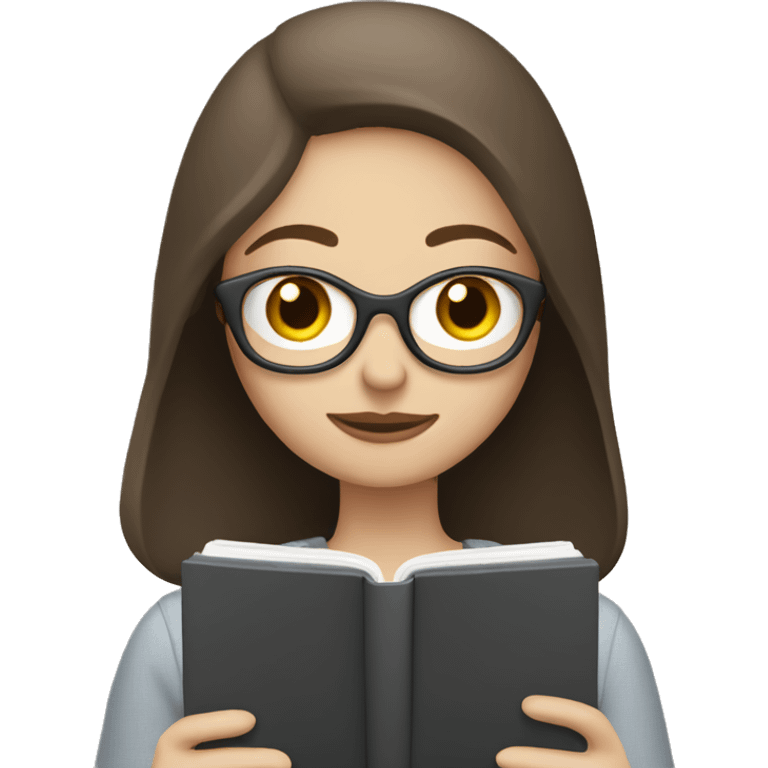 Pale brunette woman reading kindle emoji