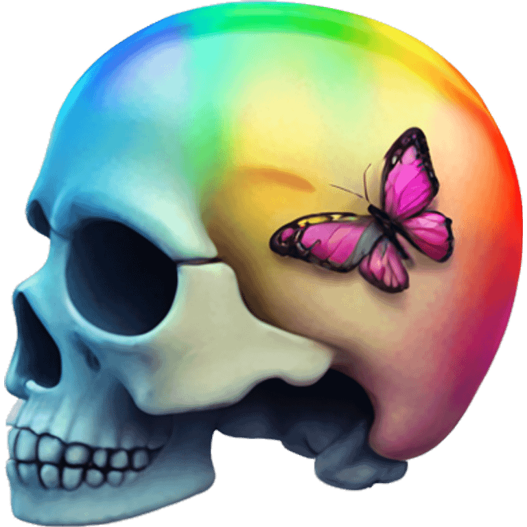 Skull rainbow butterflies emoji