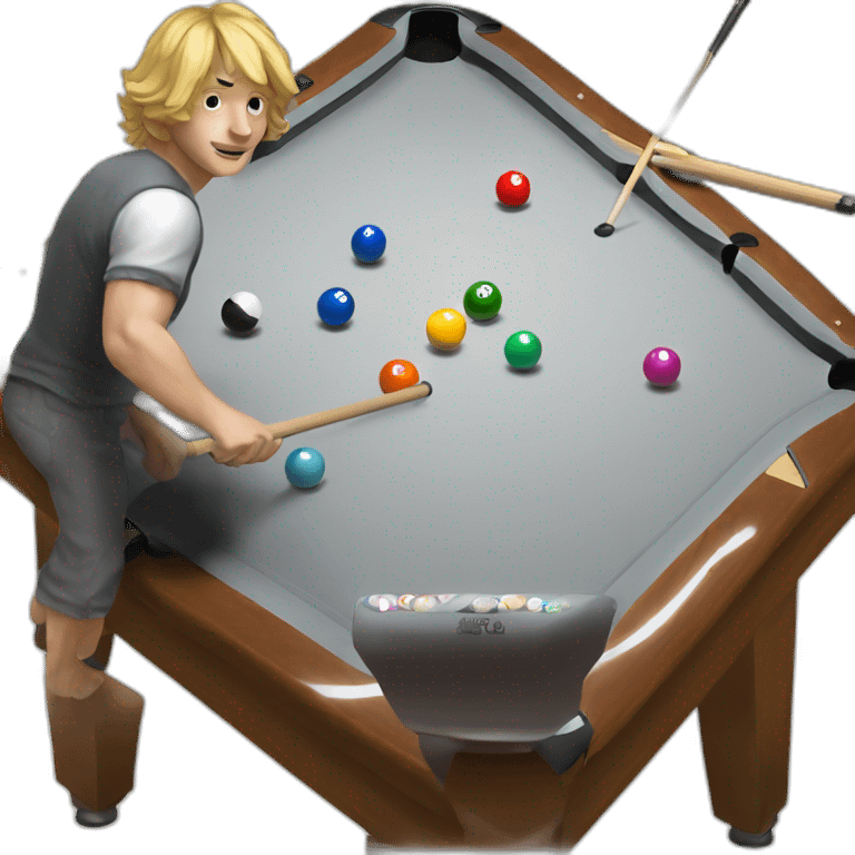 Hench Andy playing pool but he’s white emoji